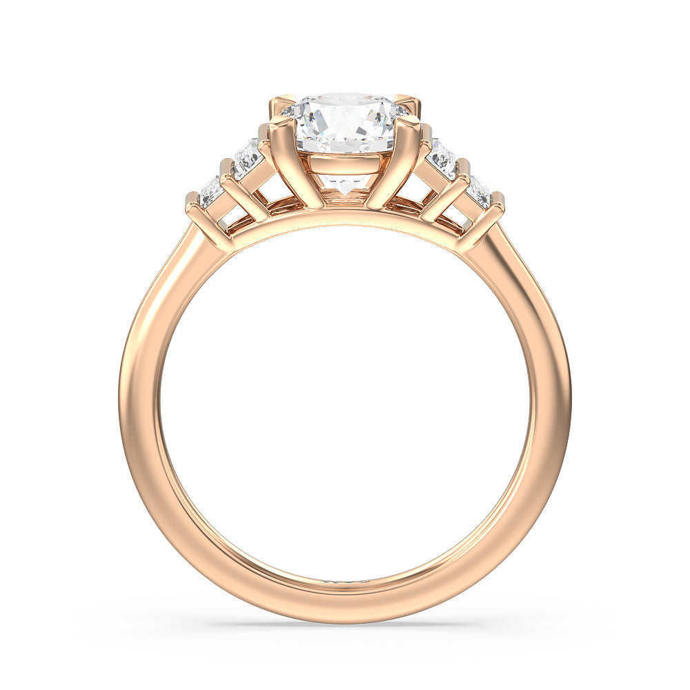 Geometric Diamond Engagement Ring with Round Cut Diamond in 14KT Rose Gold view 2

