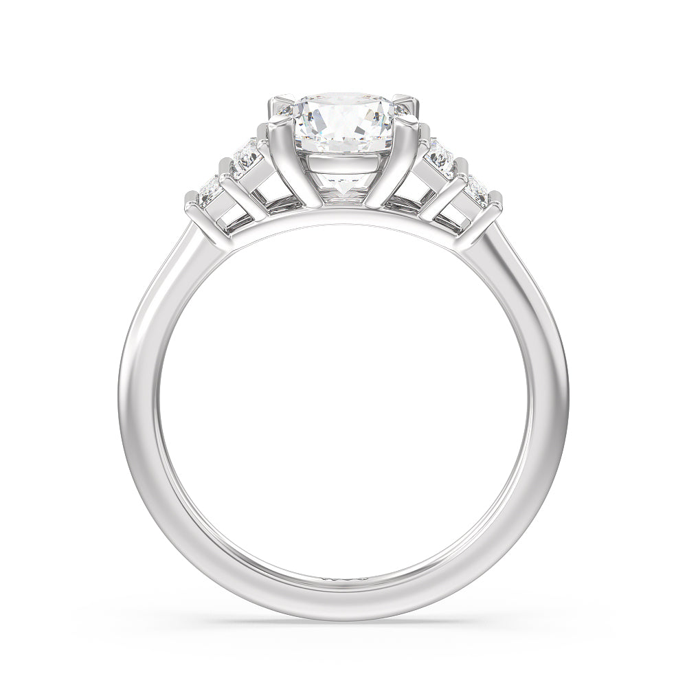 Geometric Diamond Engagement Ring with Round Cut Diamond in 14KT Platinum view 2
