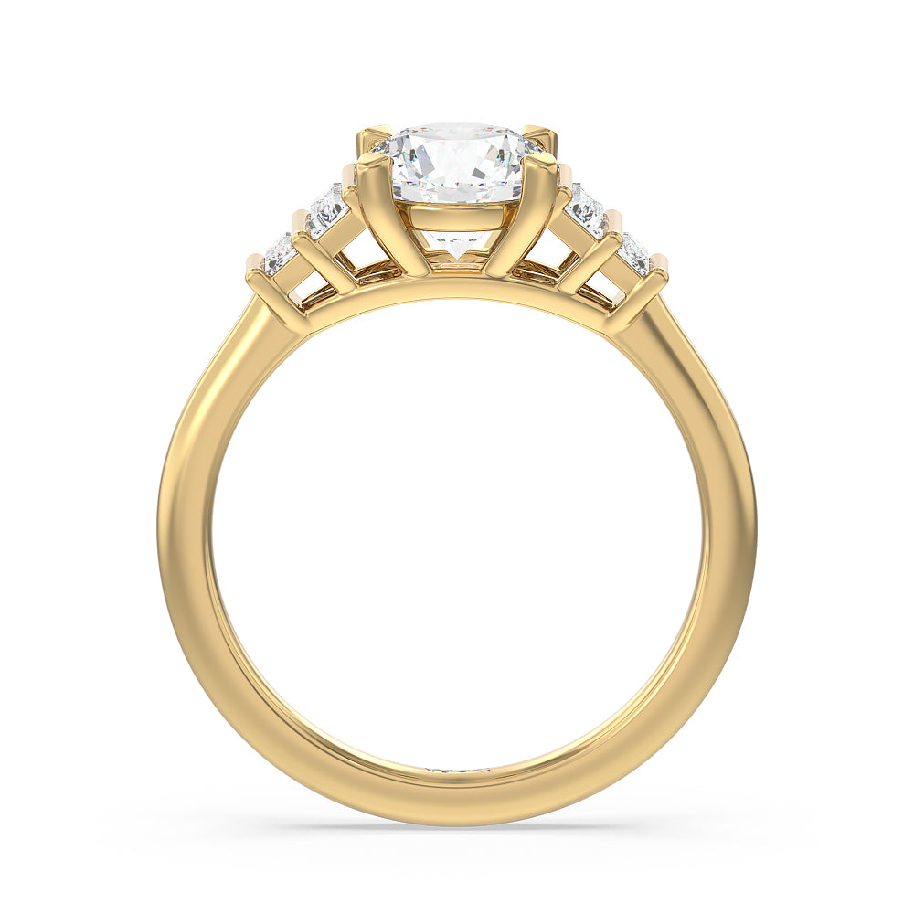 Geometric Diamond Engagement Ring with Round Cut Diamond in 14KT Yellow Gold view 2
