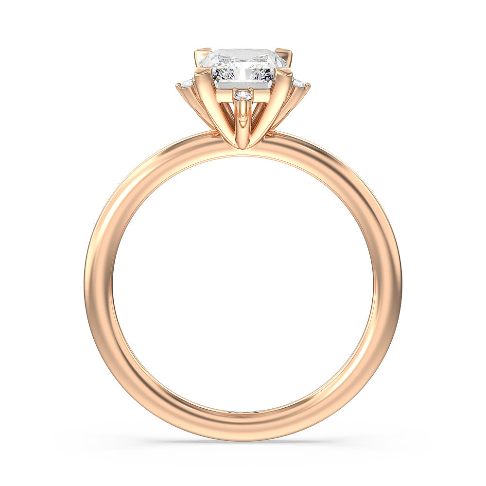 Star Halo Solitaire Engagement Ring with Radiant Cut Diamond in 14KT Rose Gold view 2
