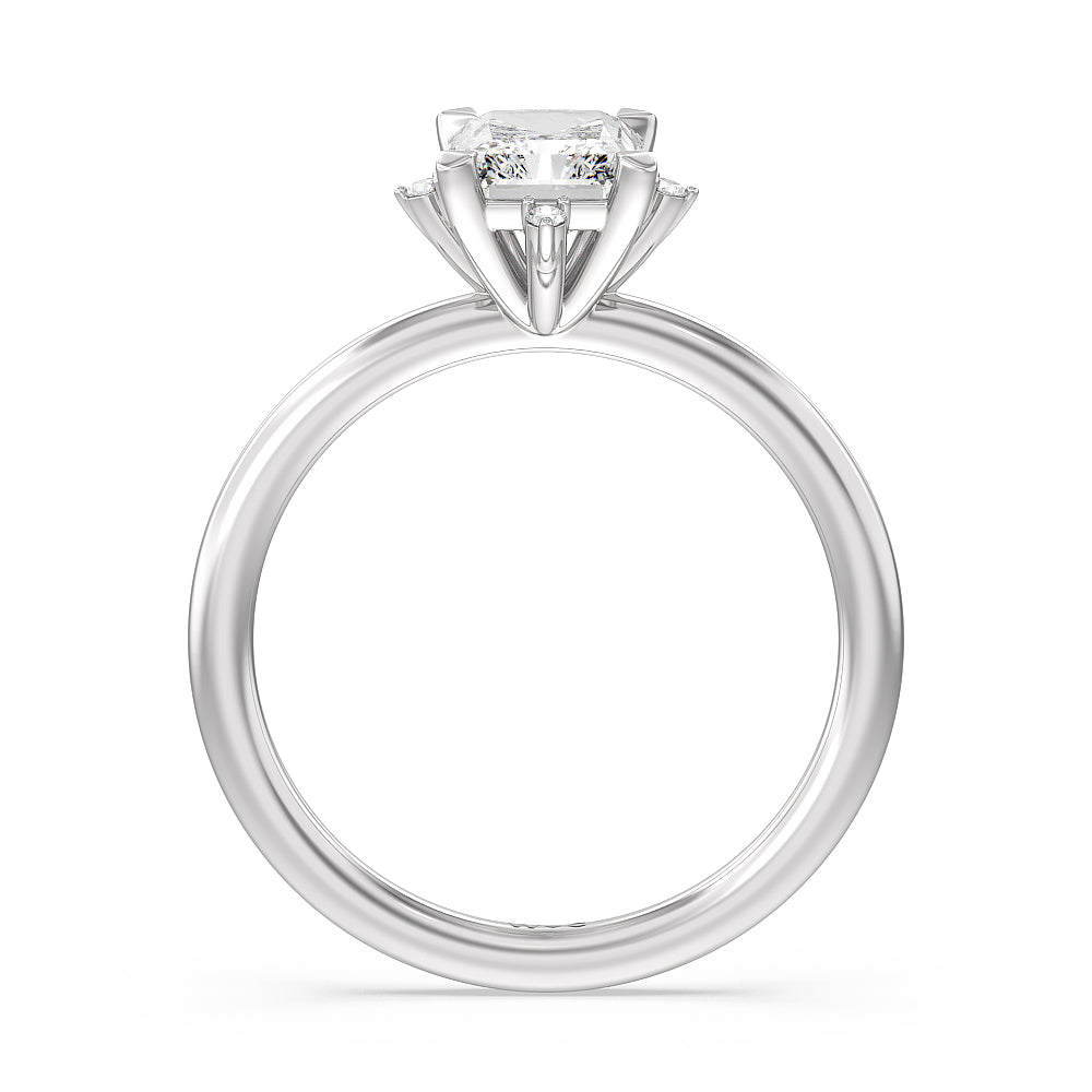 Star Halo Solitaire Engagement Ring with Radiant Cut Diamond in 14KT Platinum view 2
