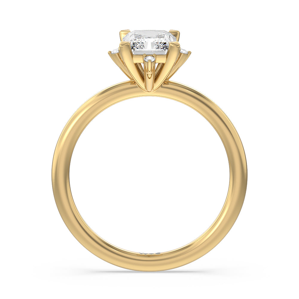 Star Halo Solitaire Engagement Ring with Radiant Cut Diamond in 14KT Yellow Gold view 2
