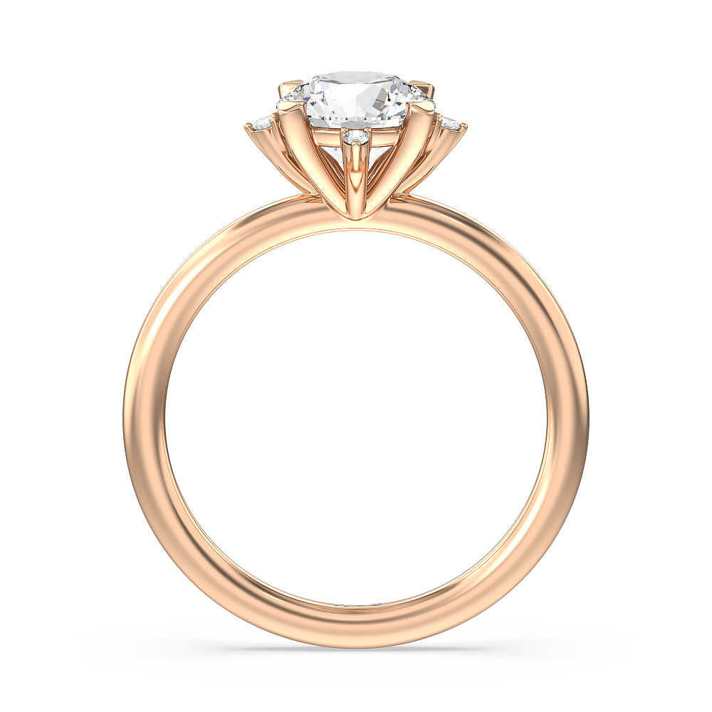 Star Halo Solitaire Engagement Ring with Round Cut Diamond in 14KT Rose Gold view 2
