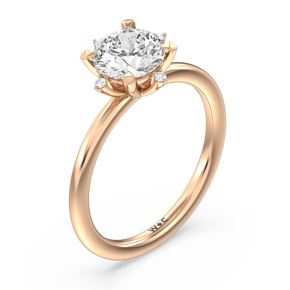 Star Halo Solitaire Engagement Ring with Round Cut Diamond in 14KT Rose Gold view 3
