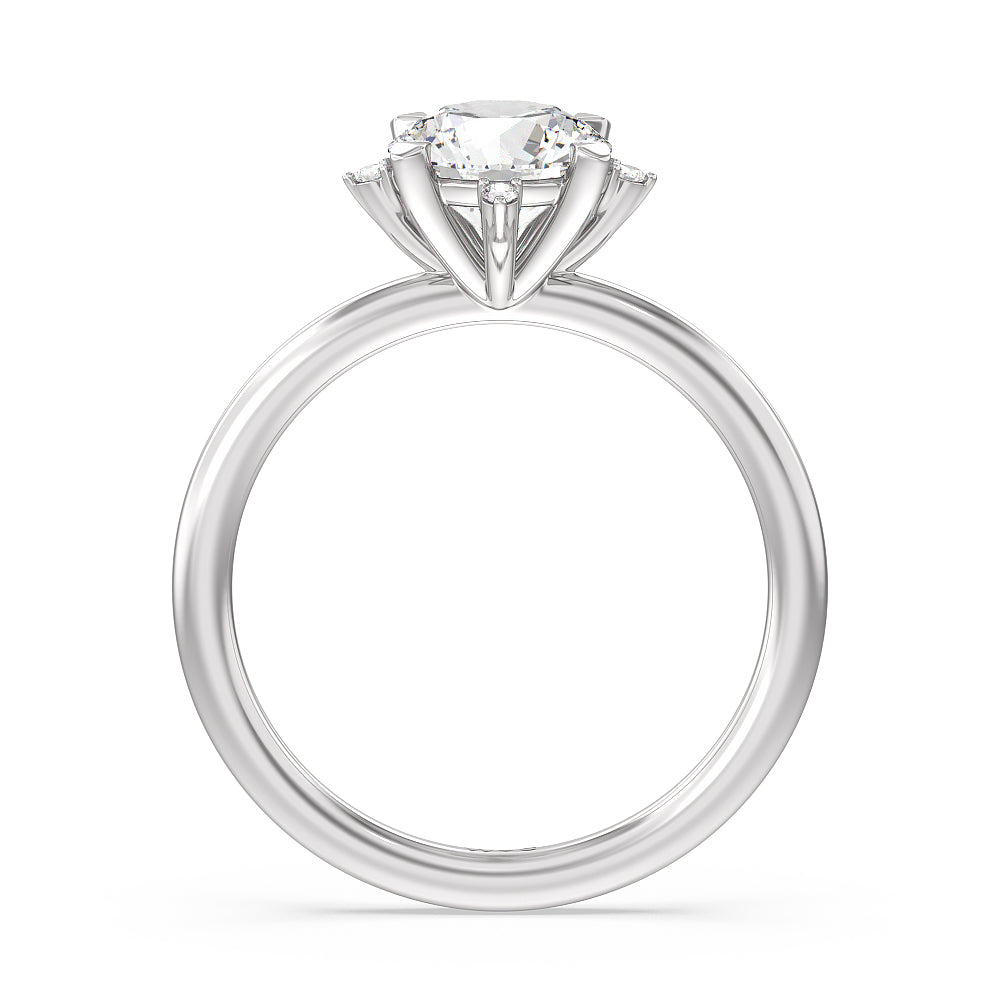 Star Halo Solitaire Engagement Ring with Round Cut Diamond in 14KT Platinum view 2
