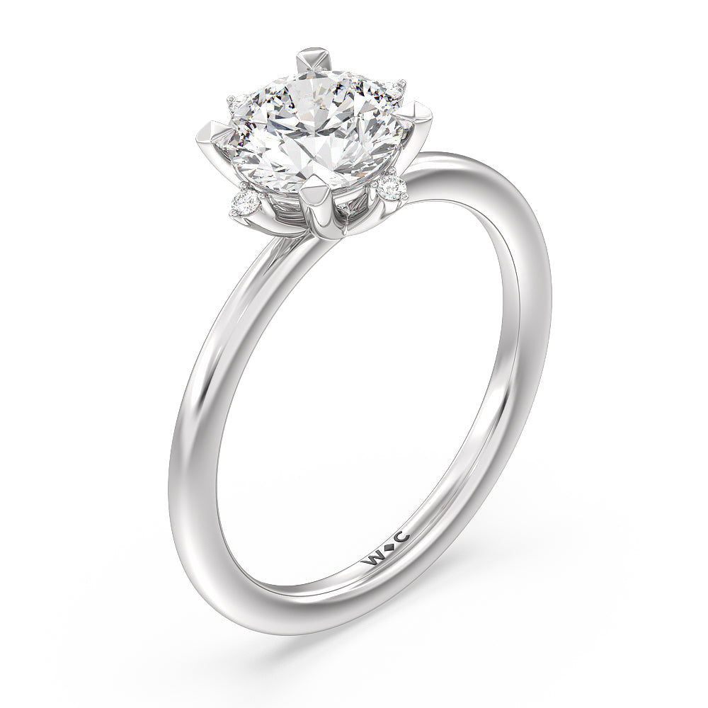 Star Halo Solitaire Engagement Ring with Round Cut Diamond in 14KT Platinum view 3
