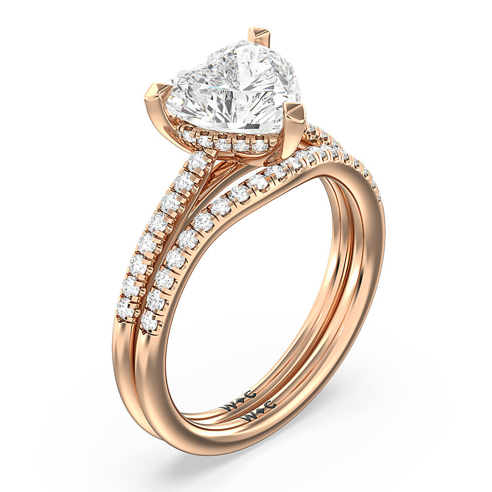 Heart & Soul Hidden Engagement Ring with Heart Cut Diamond in 14KT Rose Gold view 4
