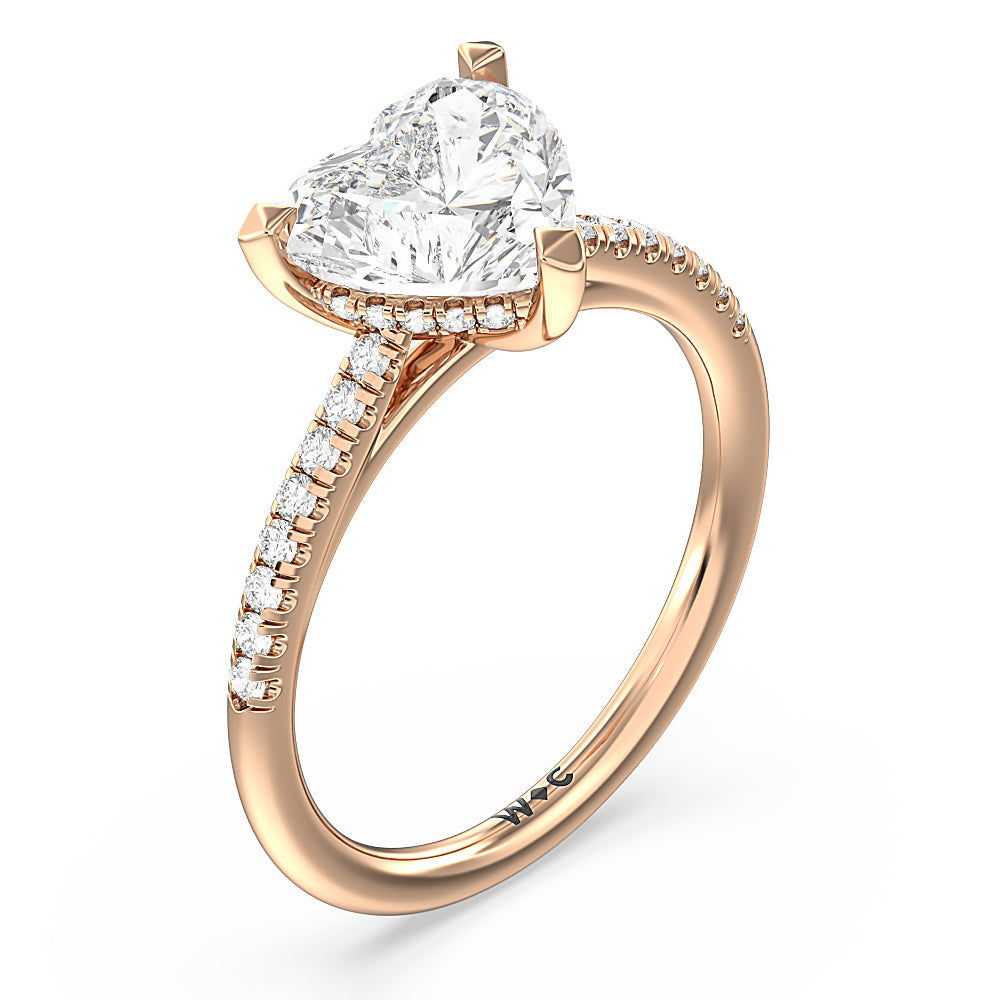 Heart & Soul Hidden Engagement Ring with Heart Cut Diamond in 14KT Rose Gold view 3
