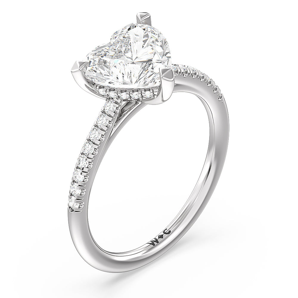Heart & Soul Hidden Engagement Ring with Heart Cut Diamond in 14KT Platinum view 3
