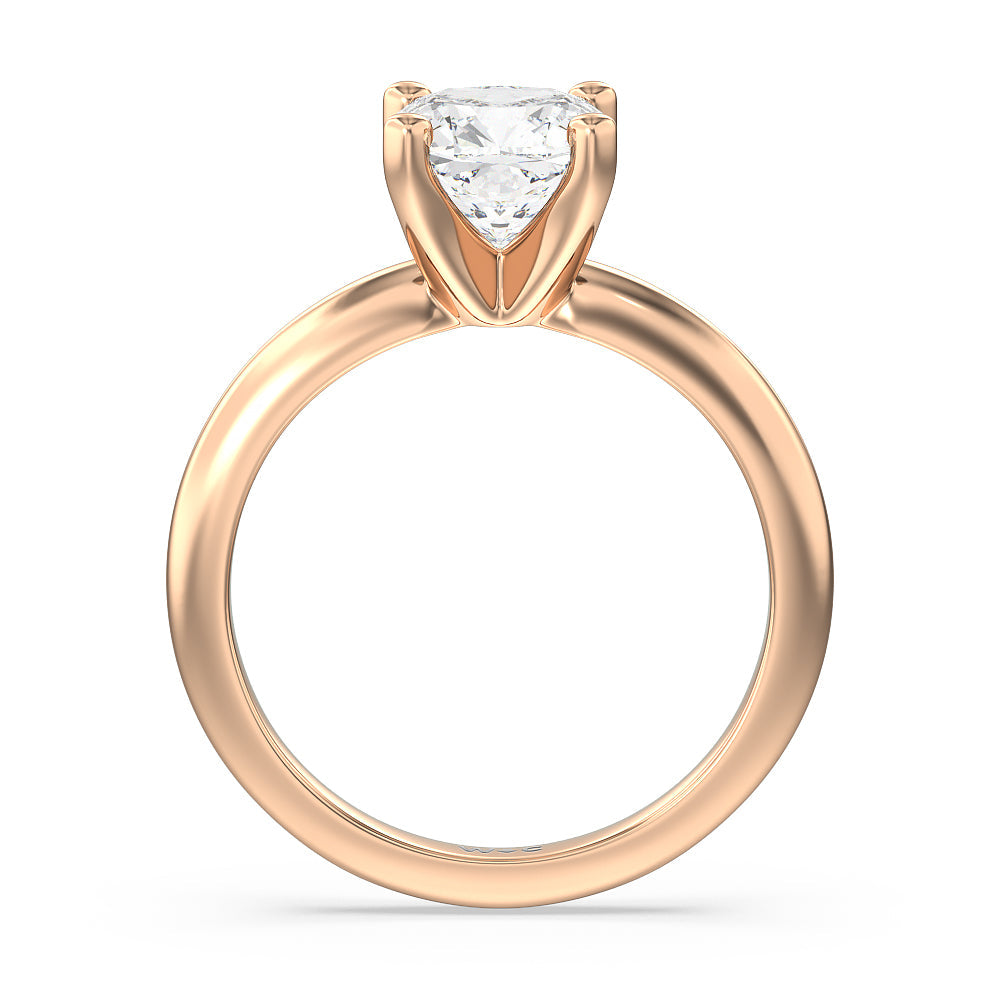 Medi Classic Four Prong Solitaire Diamond Engagement Ring with Cushion Cut Diamond in 14KT Rose Gold view 2

