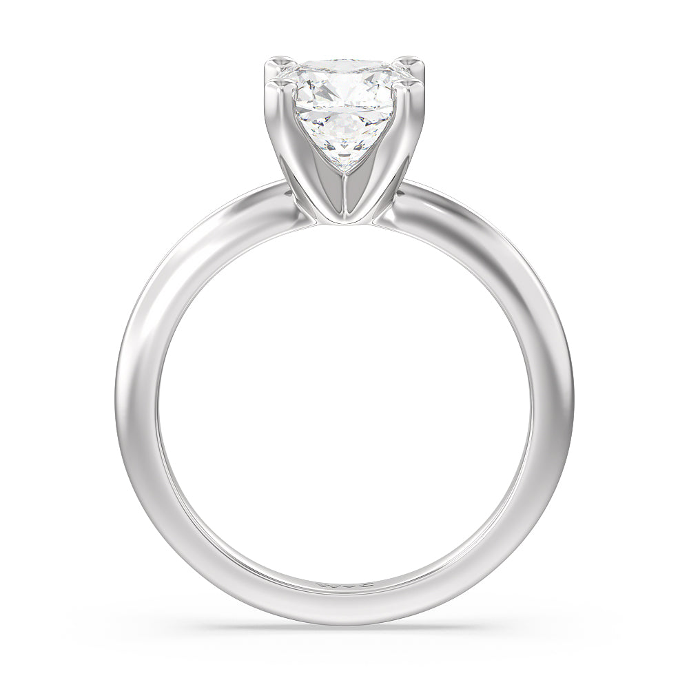 Medi Classic Four Prong Solitaire Diamond Engagement Ring with Cushion Cut Diamond in 14KT Platinum view 2

