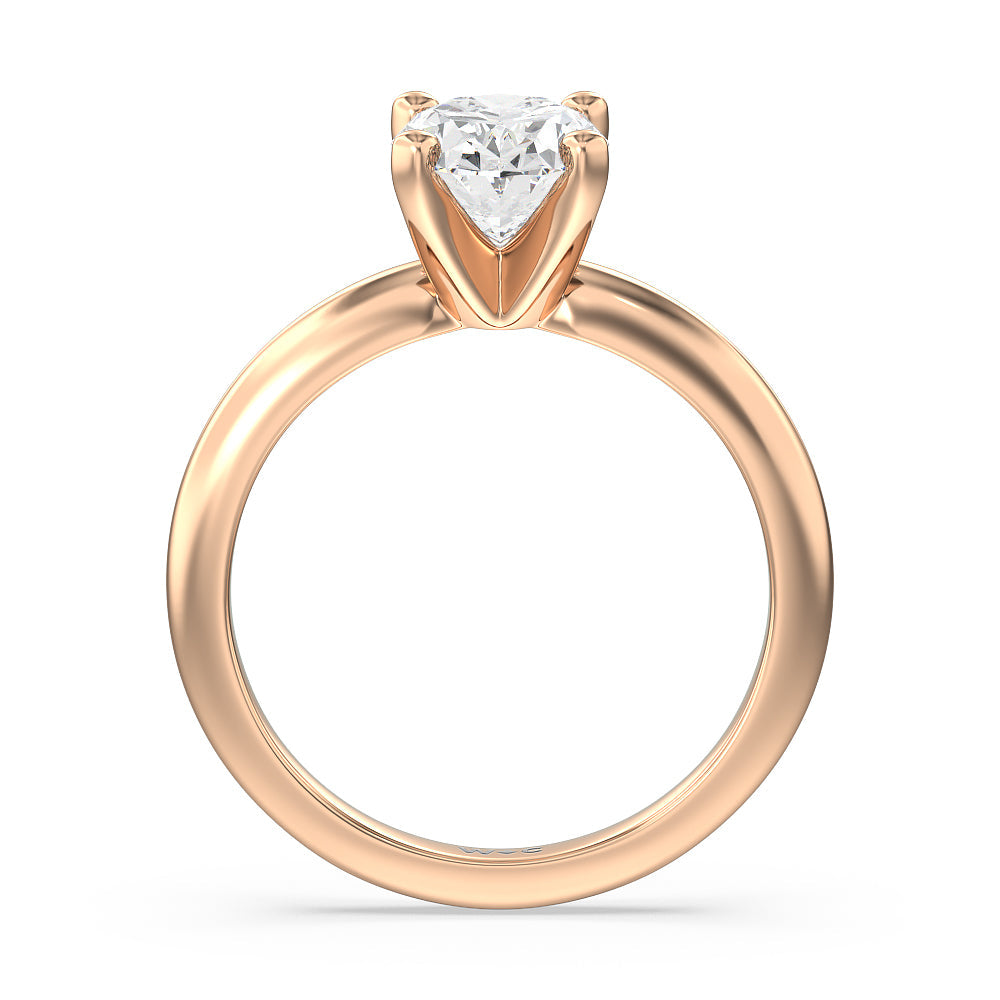 Medi Classic Four Prong Solitaire Diamond Engagement Ring with Oval Cut Diamond in 14KT Rose Gold view 2
