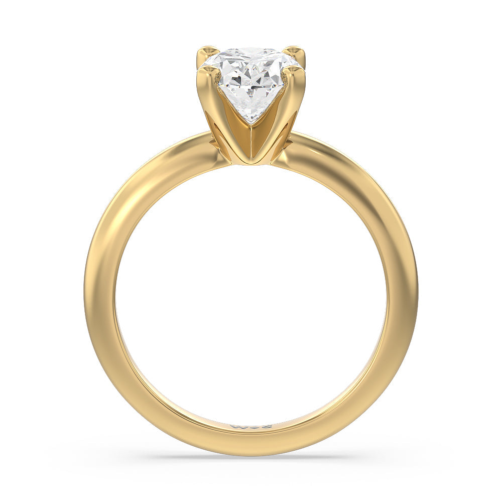 Medi Classic Four Prong Solitaire Diamond Engagement Ring with Oval Cut Diamond in 14KT Yellow Gold view 2
