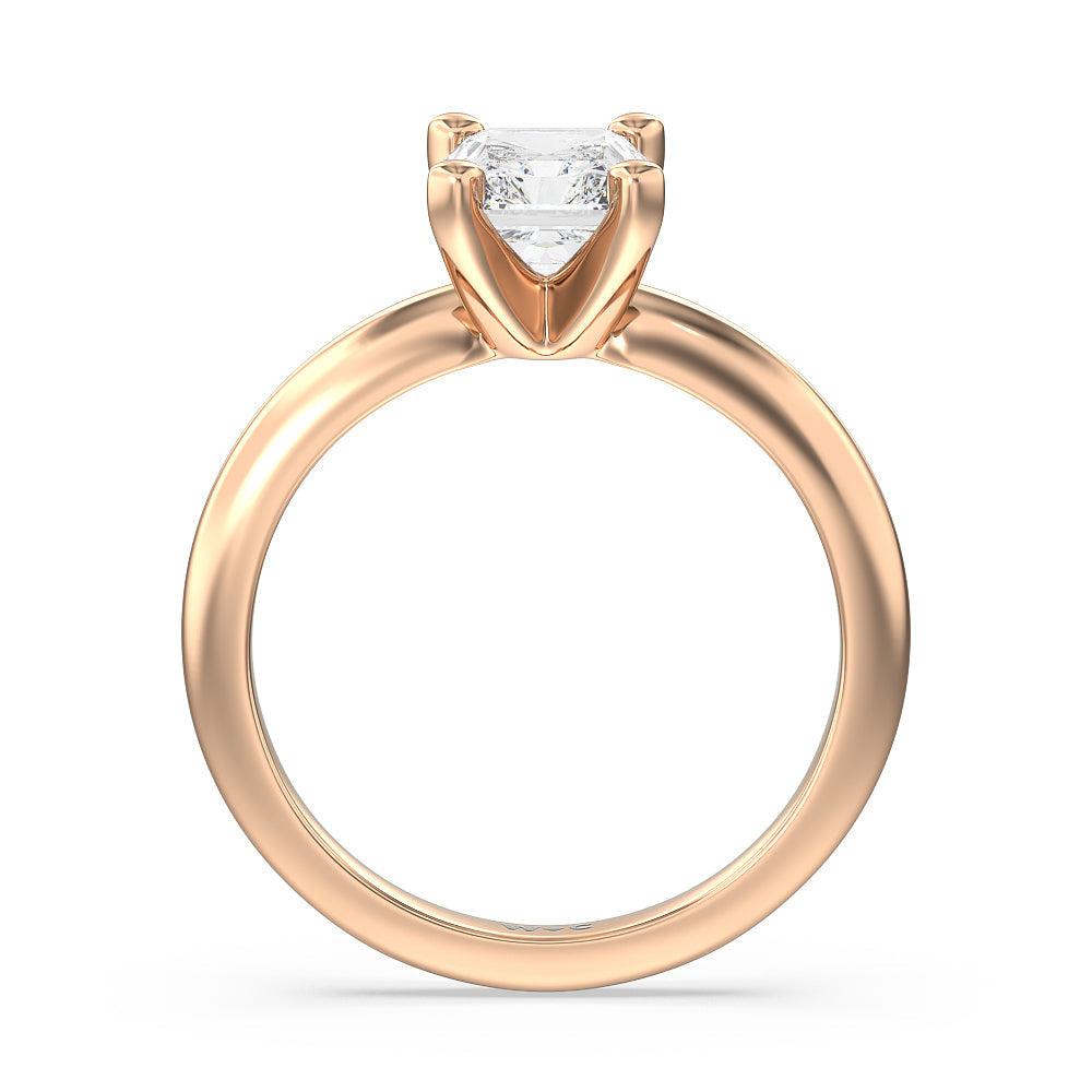 Medi Classic Four Prong Solitaire Diamond Engagement Ring with Radiant Cut Diamond in 14KT Rose Gold view 2
