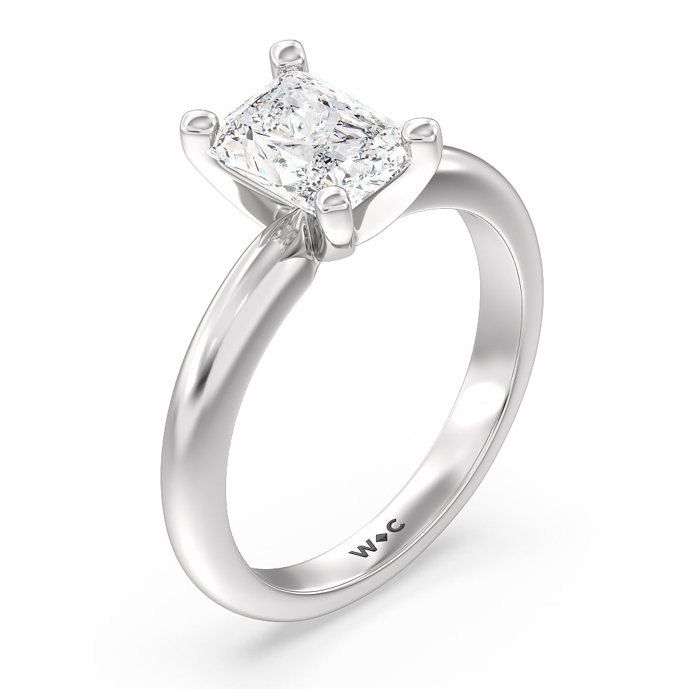 Medi Classic Four Prong Solitaire Diamond Engagement Ring with Radiant Cut Diamond in 14KT Platinum view 3
