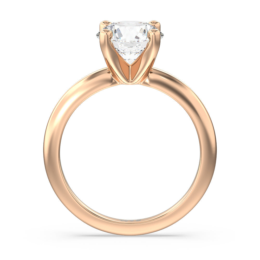 Medi Classic Four Prong Solitaire Diamond Engagement Ring with Round Cut Diamond in 14KT Rose Gold view 2
