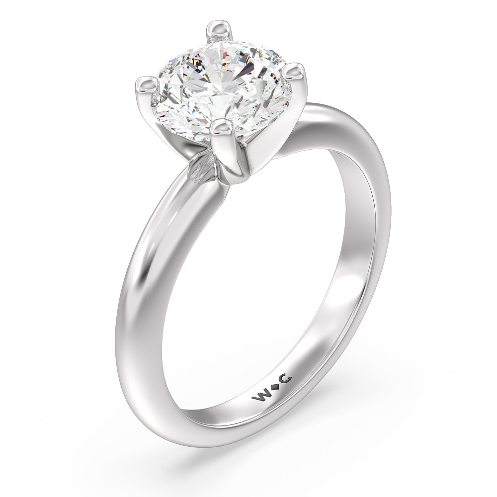 Medi Classic Four Prong Solitaire Diamond Engagement Ring with Round Cut Diamond in 14KT Platinum view 3
