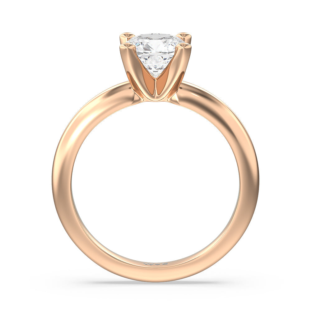 Cushion Cut Maxi Classic Four Prong Solitaire Diamond Engagement Ring with Lab Grown Diamond in 14KT Rose Gold view 2
