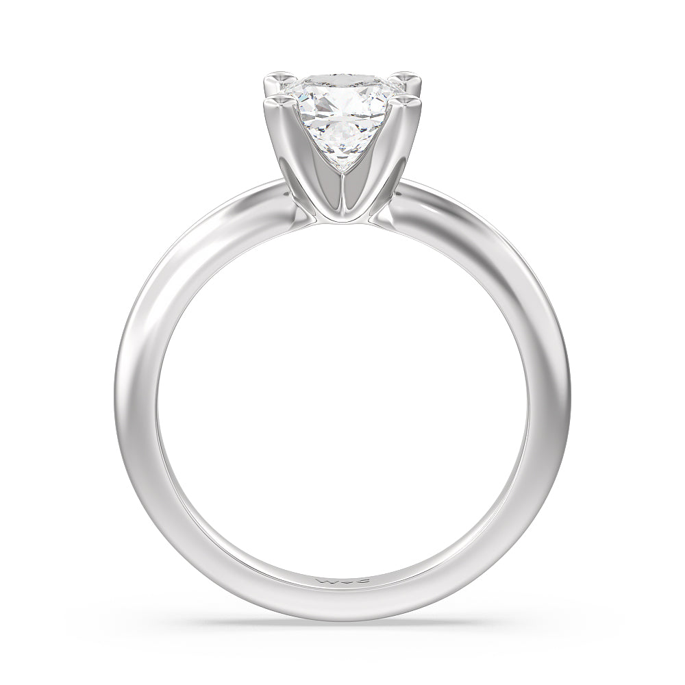 Cushion Cut Maxi Classic Four Prong Solitaire Diamond Engagement Ring with Lab Grown Diamond in 14KT Platinum view 2
