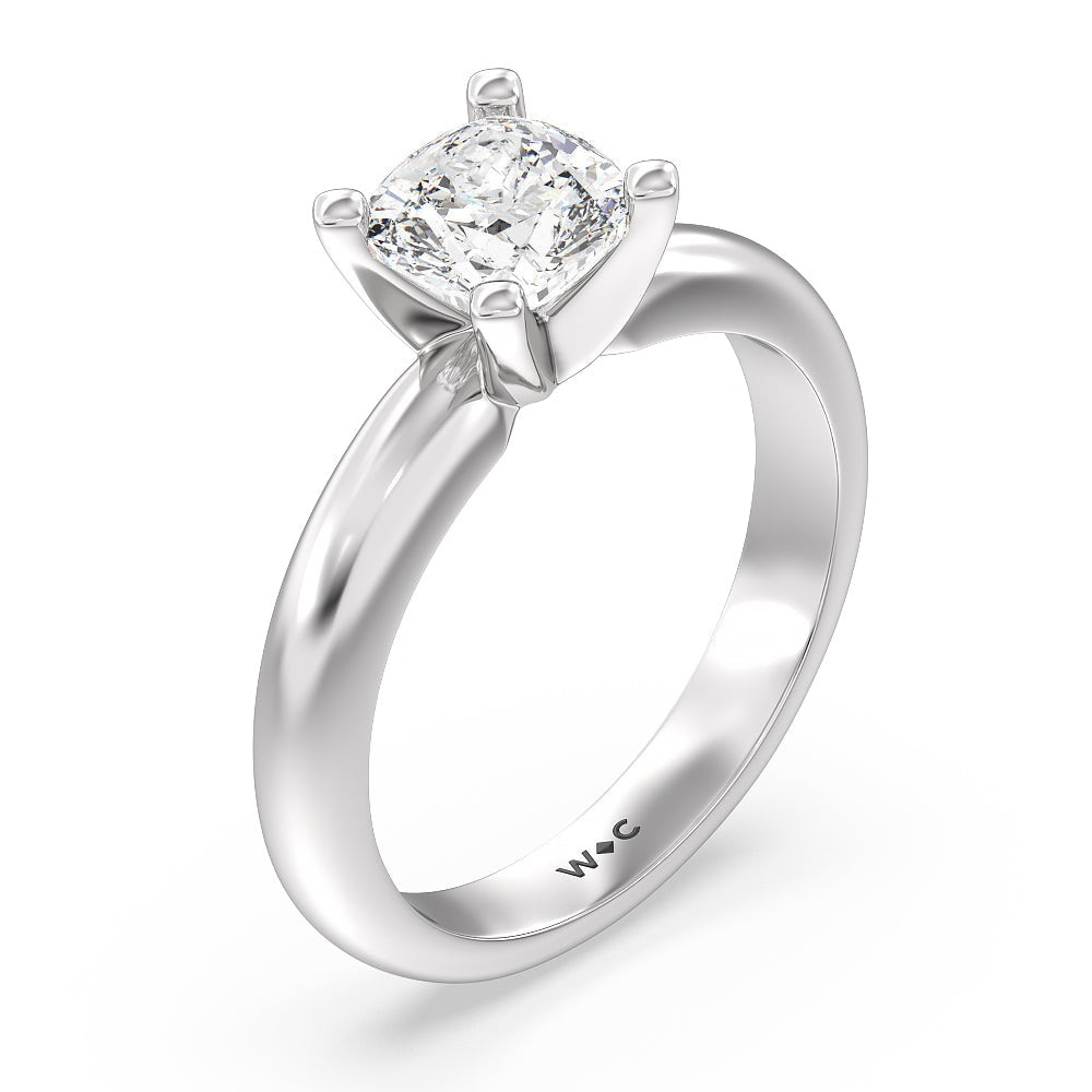 Cushion Cut Maxi Classic Four Prong Solitaire Diamond Engagement Ring with Lab Grown Diamond in 14KT Platinum view 3
