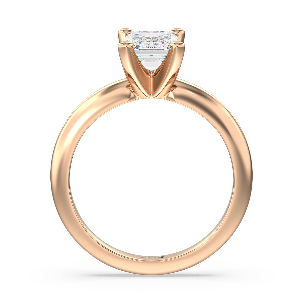 Emerald Cut Maxi Classic Four Prong Solitaire Diamond Engagement Ring with Lab Grown Diamond in 14KT Rose Gold view 2
