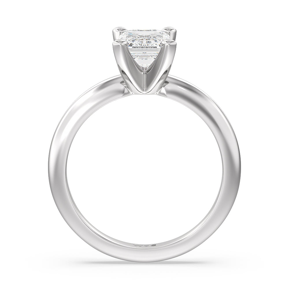 Emerald Cut Maxi Classic Four Prong Solitaire Diamond Engagement Ring with Lab Grown Diamond in 14KT Platinum view 2
