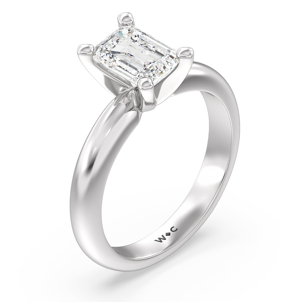 Emerald Cut Maxi Classic Four Prong Solitaire Diamond Engagement Ring with Lab Grown Diamond in 14KT Platinum view 3
