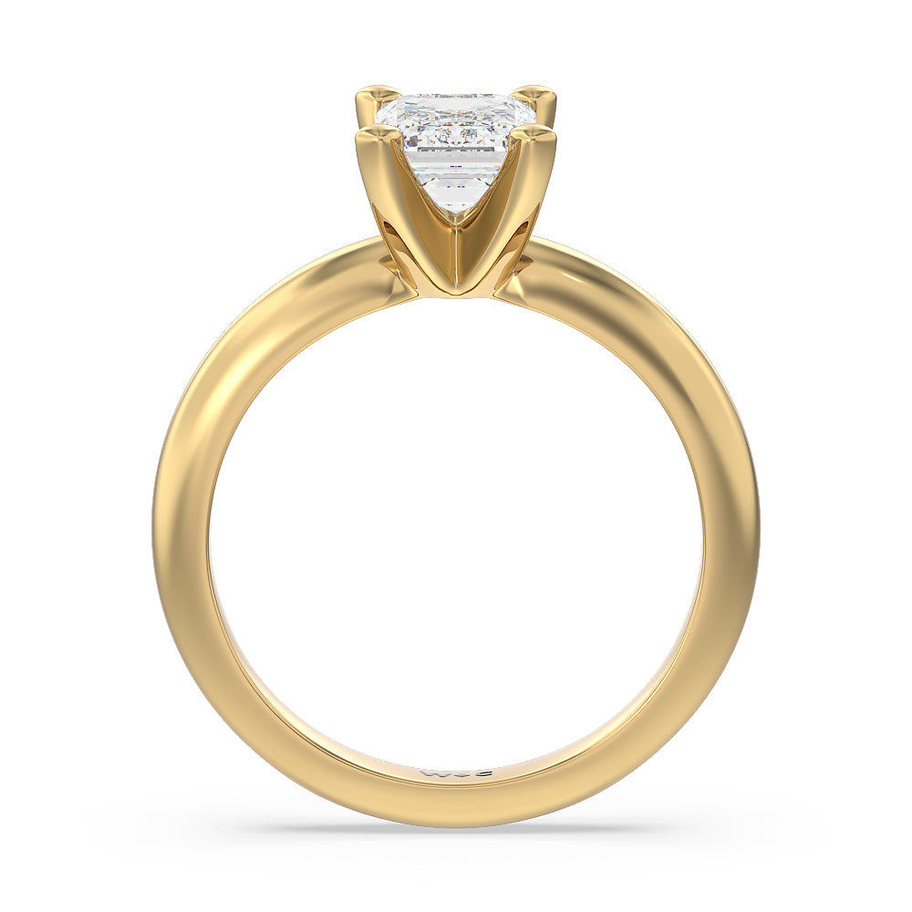 Emerald Cut Maxi Classic Four Prong Solitaire Diamond Engagement Ring with Lab Grown Diamond in 14KT Yellow Gold view 2
