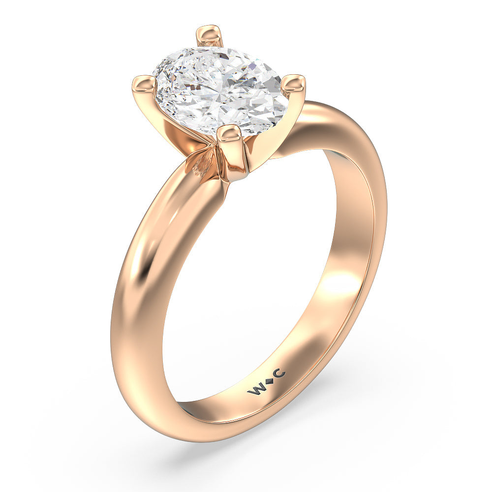 Oval Cut Maxi Classic Four Prong Solitaire Diamond Engagement Ring with Lab Grown Diamond in 14KT Rose Gold view 3
