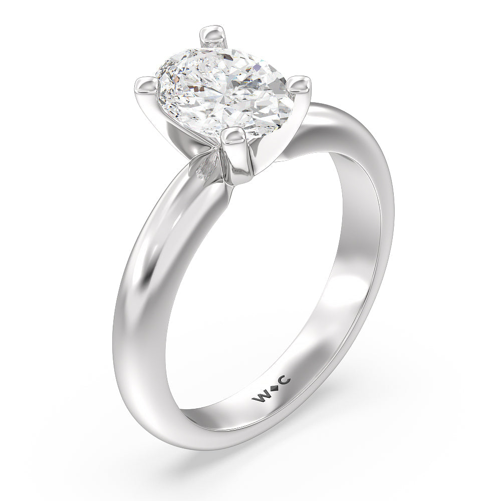 Oval Cut Maxi Classic Four Prong Solitaire Diamond Engagement Ring with Lab Grown Diamond in 14KT Platinum view 3
