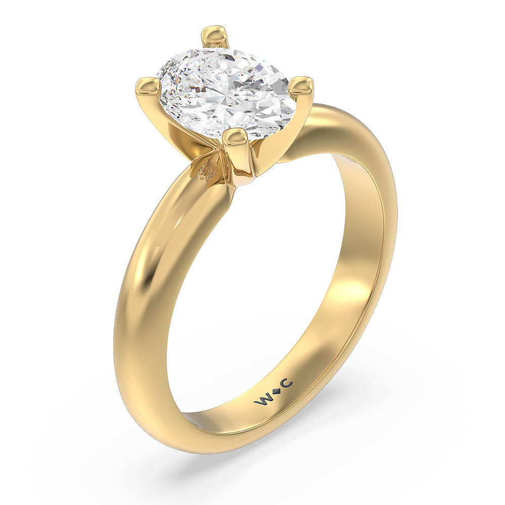 Oval Cut Maxi Classic Four Prong Solitaire Diamond Engagement Ring with Lab Grown Diamond in 14KT Yellow Gold view 3
