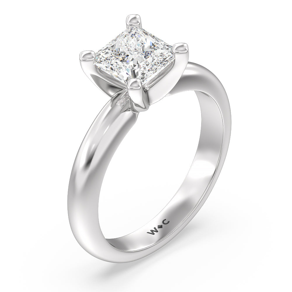 Princess Cut Maxi Classic Four Prong Solitaire Diamond Engagement Ring with Lab Grown Diamond in 14KT Platinum view 3
