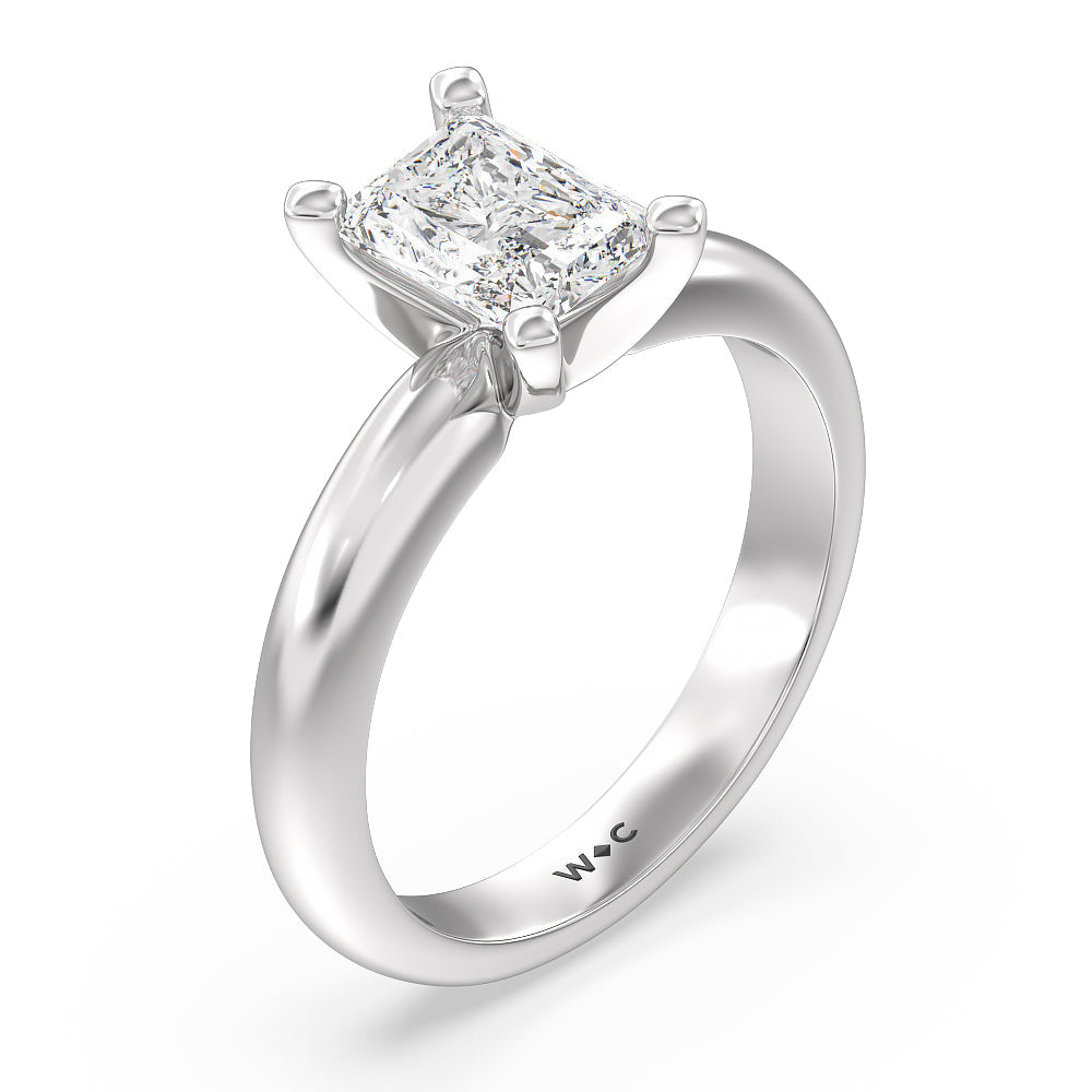Radiant Cut Maxi Classic Four Prong Solitaire Diamond Engagement Ring with Lab Grown Diamond in 14KT Platinum view 3
