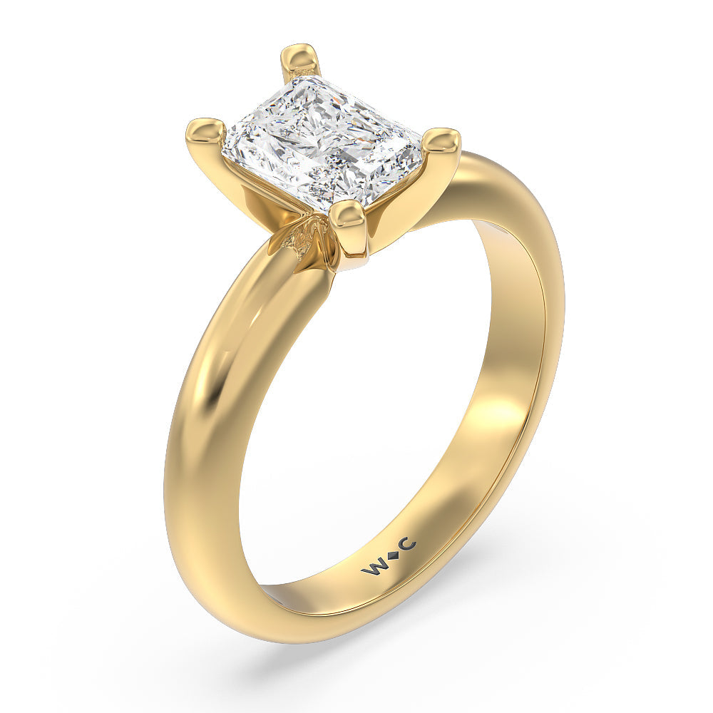 Radiant Cut Maxi Classic Four Prong Solitaire Diamond Engagement Ring with Lab Grown Diamond in 14KT Yellow Gold view 3
