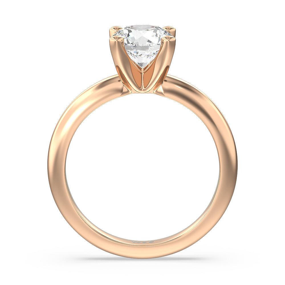 Round Cut Maxi Classic Four Prong Solitaire Diamond Engagement Ring with Lab Grown Diamond in 14KT Rose Gold view 2
