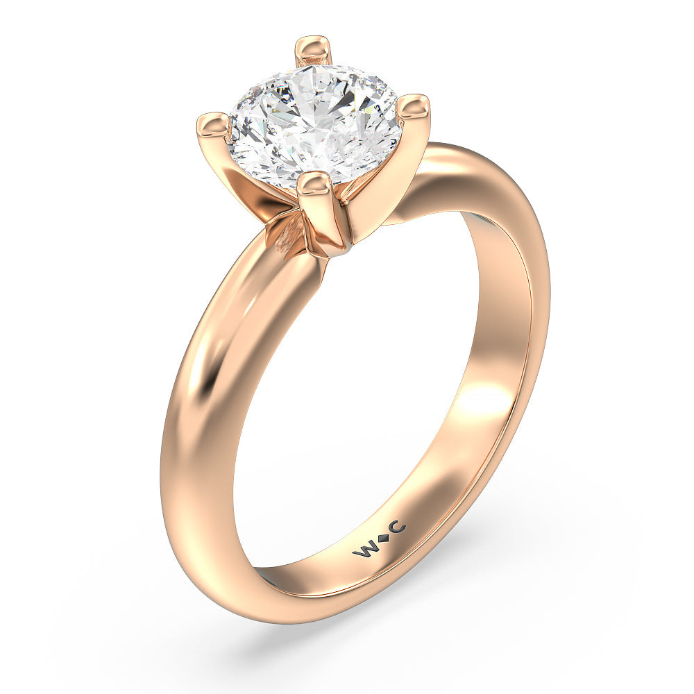 Round Cut Maxi Classic Four Prong Solitaire Diamond Engagement Ring with Lab Grown Diamond in 14KT Rose Gold view 3
