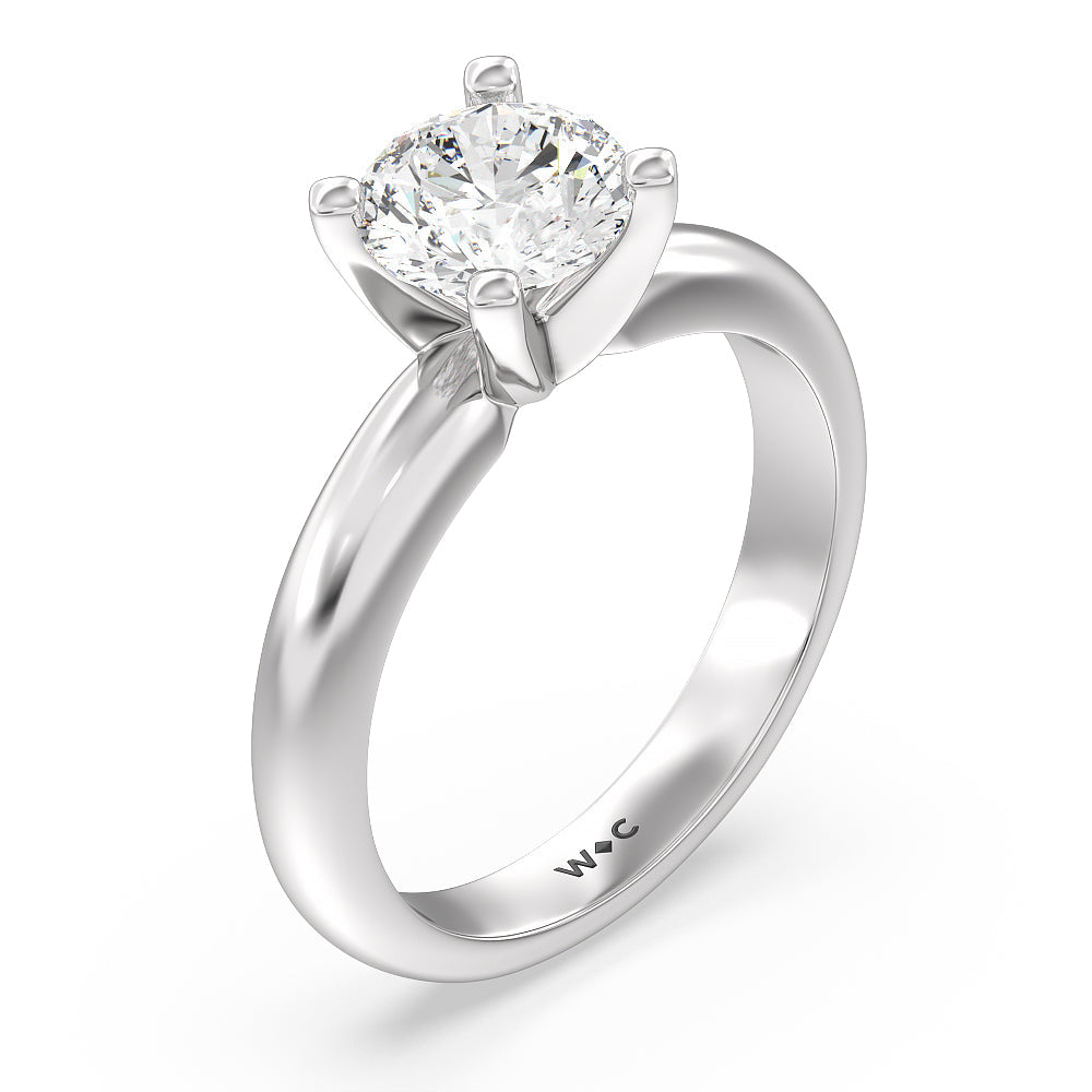 Round Cut Maxi Classic Four Prong Solitaire Diamond Engagement Ring with Lab Grown Diamond in 14KT Platinum view 3
