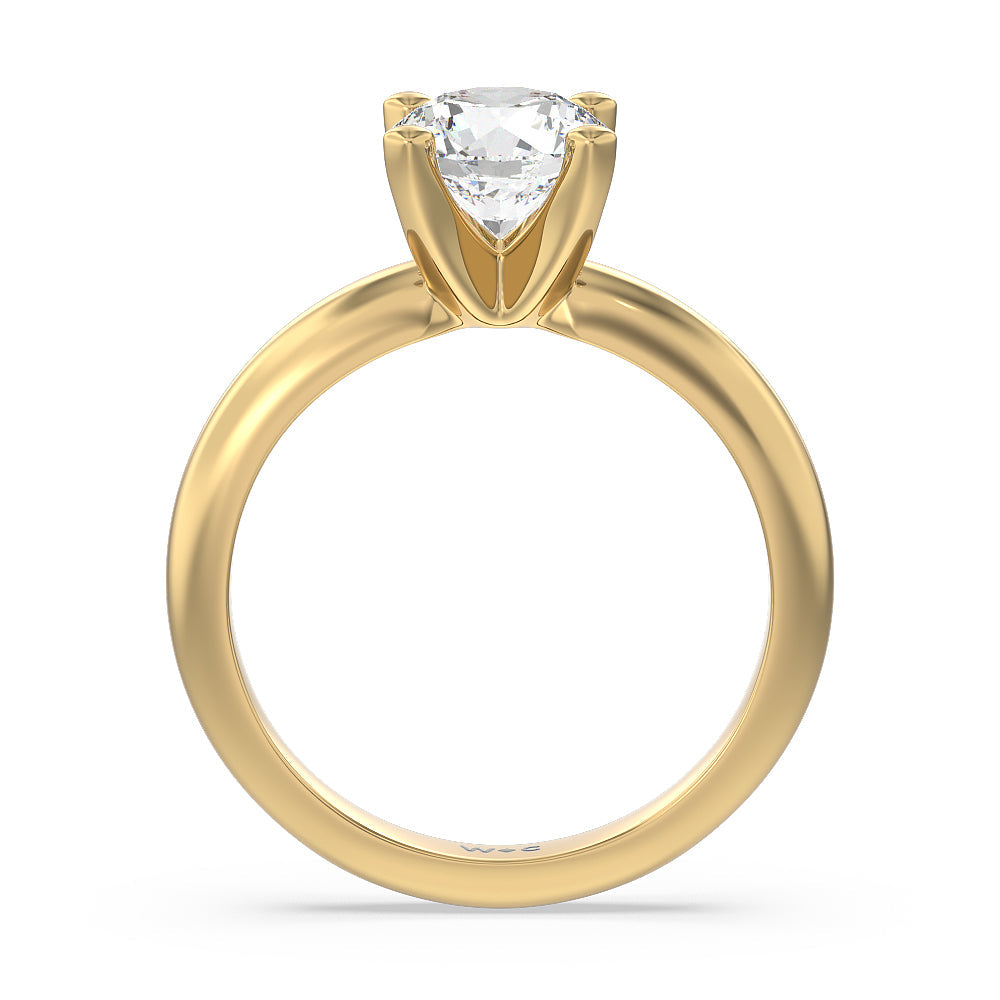 Round Cut Maxi Classic Four Prong Solitaire Diamond Engagement Ring with Lab Grown Diamond in 14KT Yellow Gold view 2
