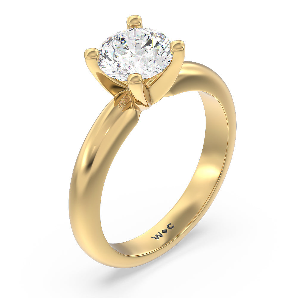 Round Cut Maxi Classic Four Prong Solitaire Diamond Engagement Ring with Lab Grown Diamond in 14KT Yellow Gold view 3
