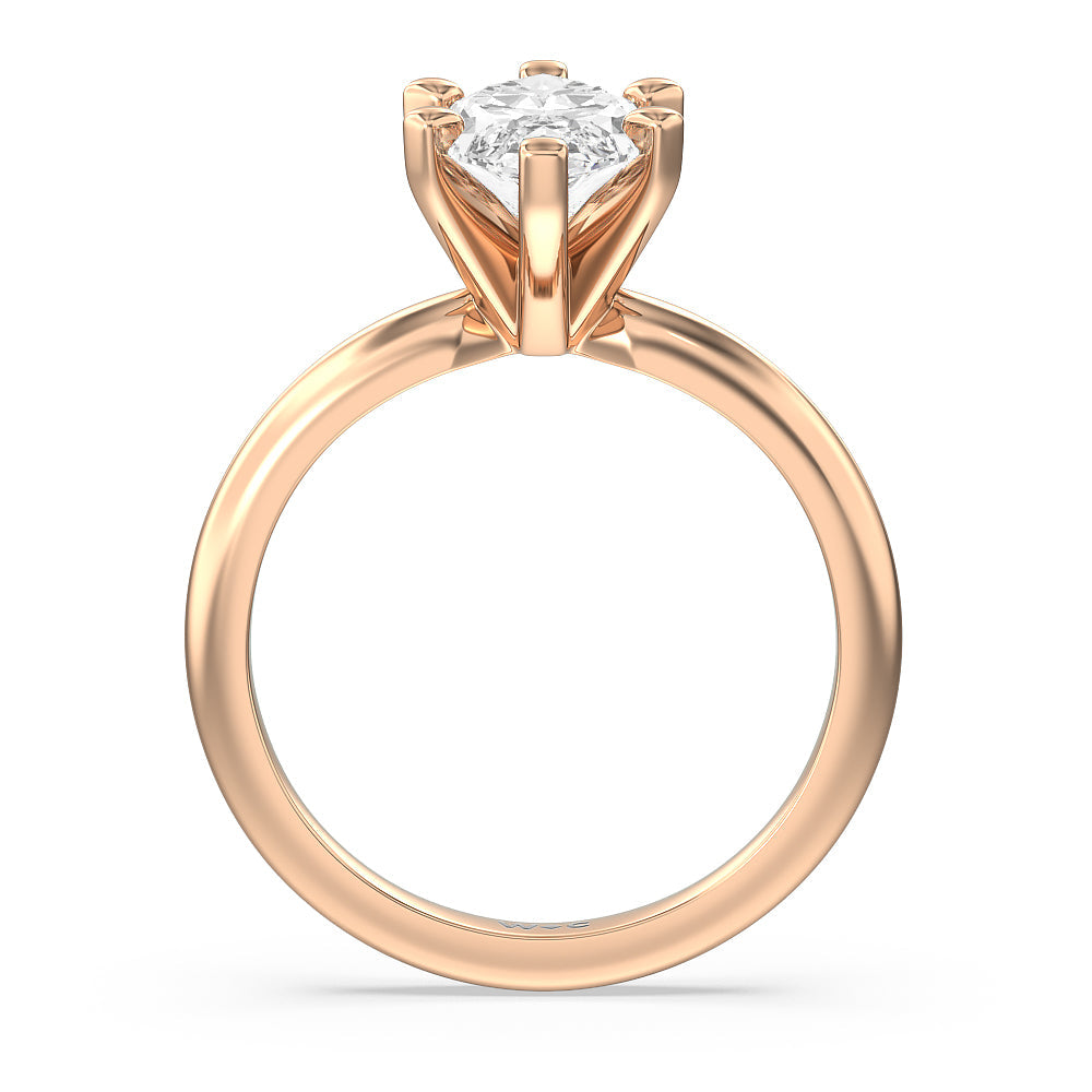Marquise Cut Medi Classic Six Prong Solitaire Diamond Engagement Ring with Lab Grown Diamond in 14KT Rose Gold view 2

