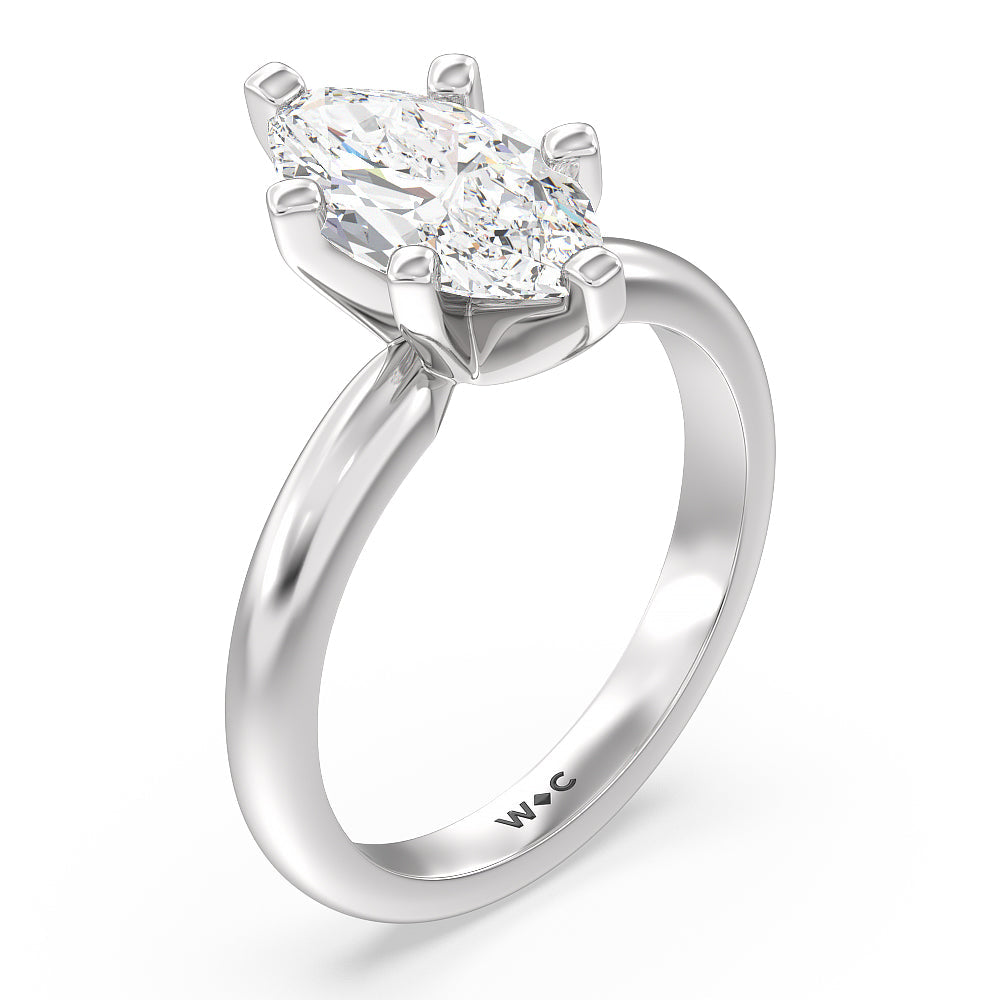Marquise Cut Medi Classic Six Prong Solitaire Diamond Engagement Ring with Lab Grown Diamond in 14KT Platinum view 3
