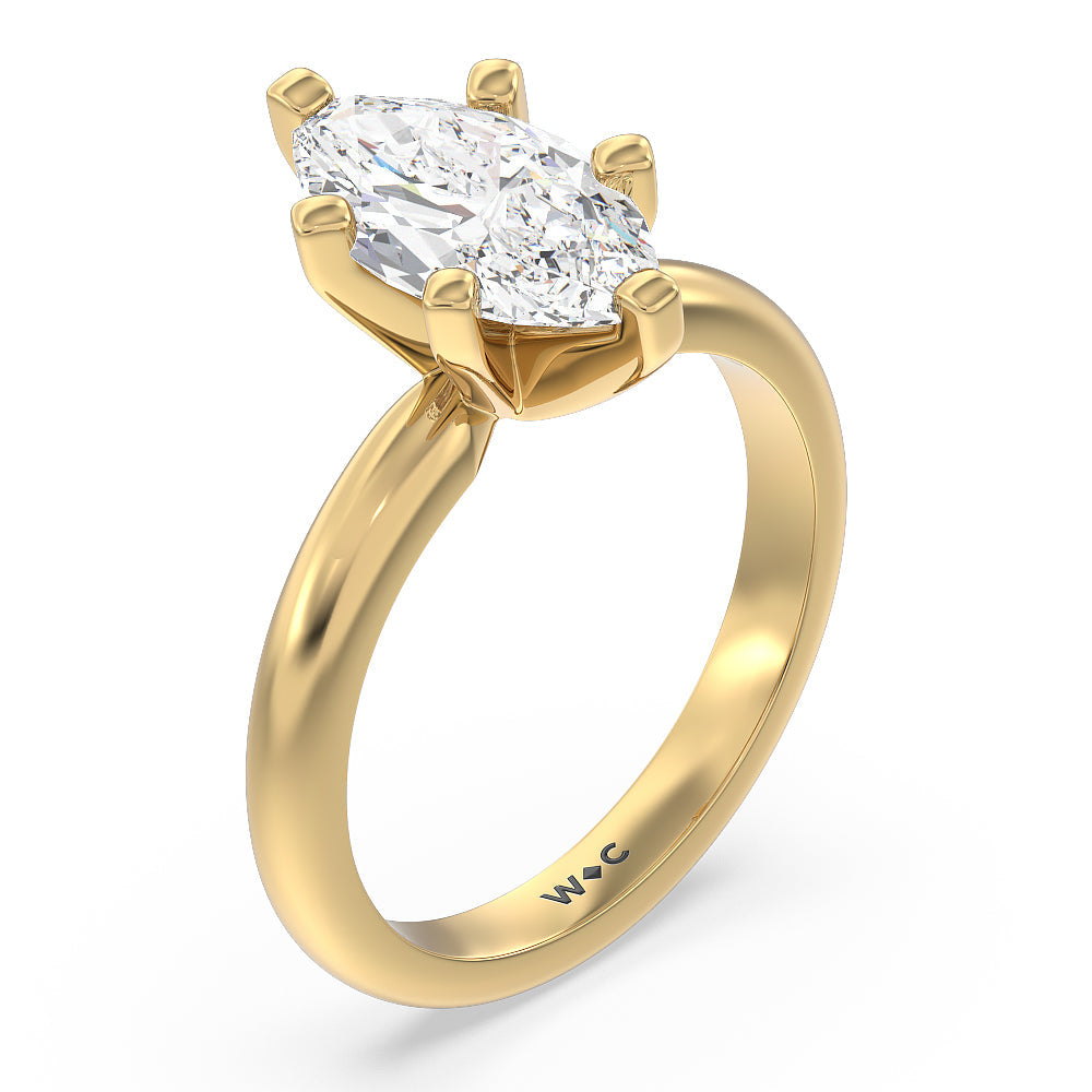 Marquise Cut Medi Classic Six Prong Solitaire Diamond Engagement Ring with Lab Grown Diamond in 14KT Yellow Gold view 3
