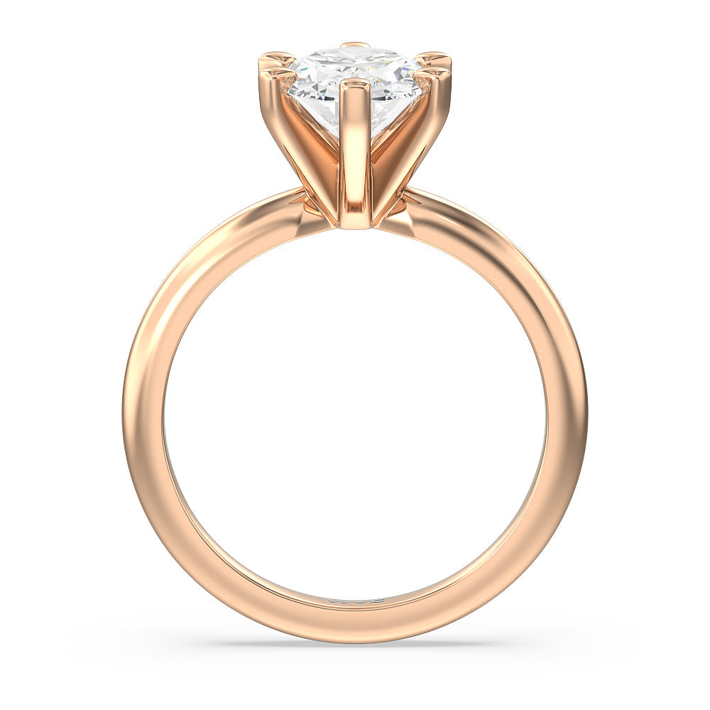 Oval Cut Medi Classic Six Prong Solitaire Diamond Engagement Ring with Lab Grown Diamond in 14KT Rose Gold view 2
