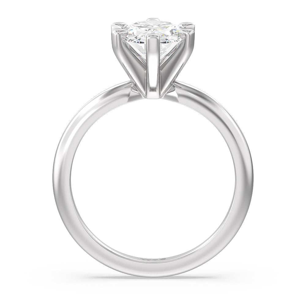 Oval Cut Medi Classic Six Prong Solitaire Diamond Engagement Ring with Lab Grown Diamond in 14KT Platinum view 2
