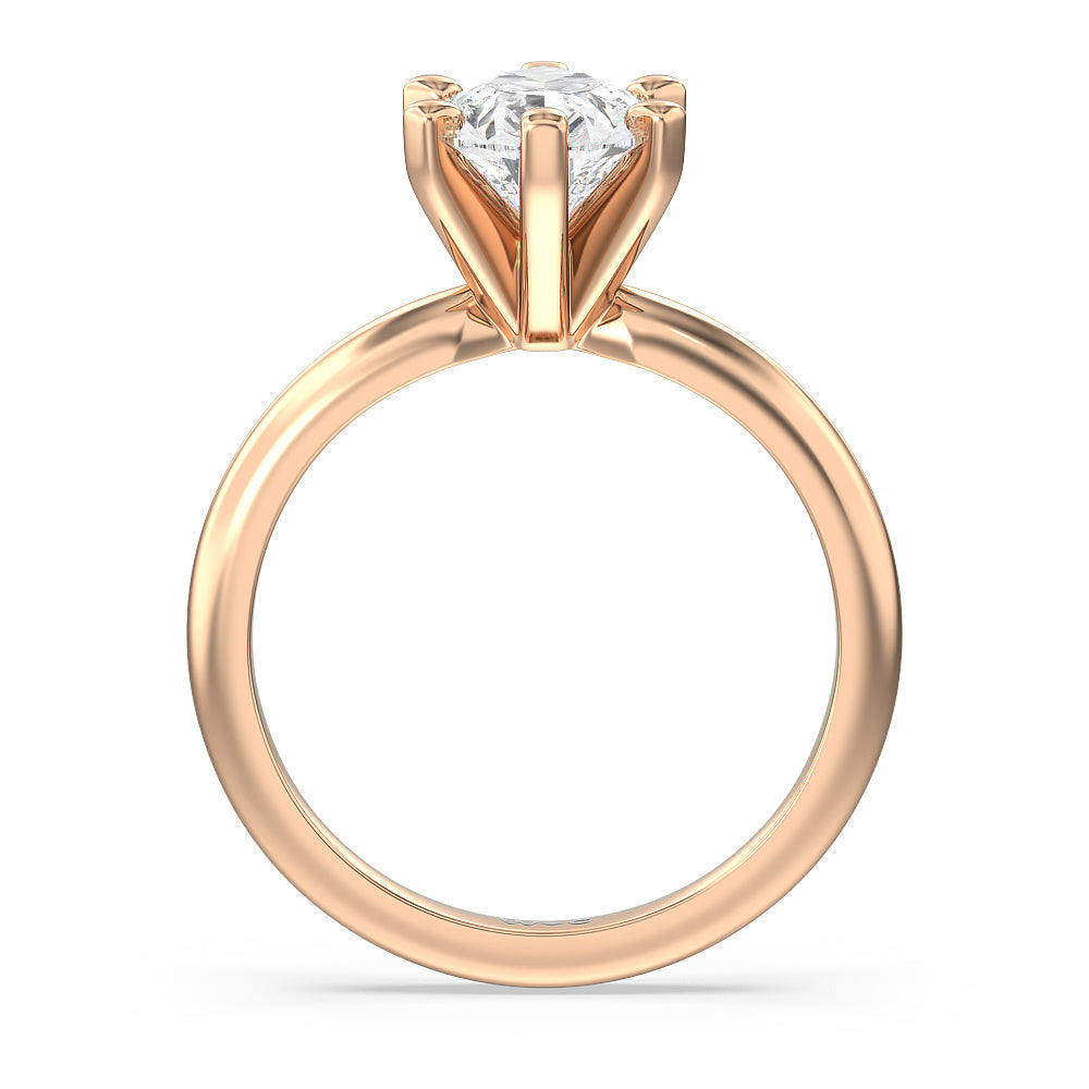 Pear Cut Medi Classic Six Prong Solitaire Diamond Engagement Ring with Lab Grown Diamond in 14KT Rose Gold view 2
