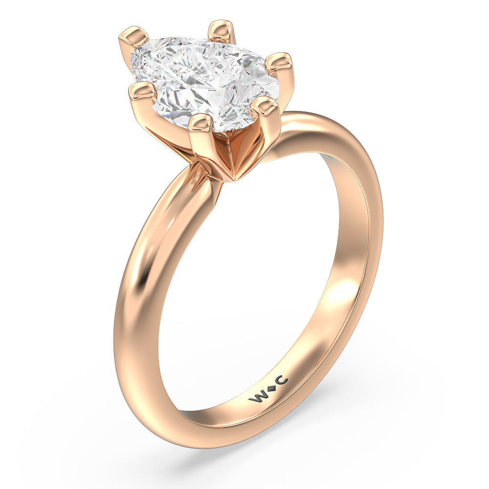 Pear Cut Medi Classic Six Prong Solitaire Diamond Engagement Ring with Lab Grown Diamond in 14KT Rose Gold view 3
