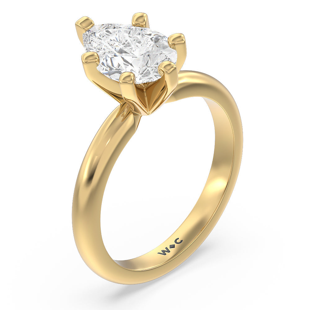 Pear Cut Medi Classic Six Prong Solitaire Diamond Engagement Ring with Lab Grown Diamond in 14KT Yellow Gold view 3
