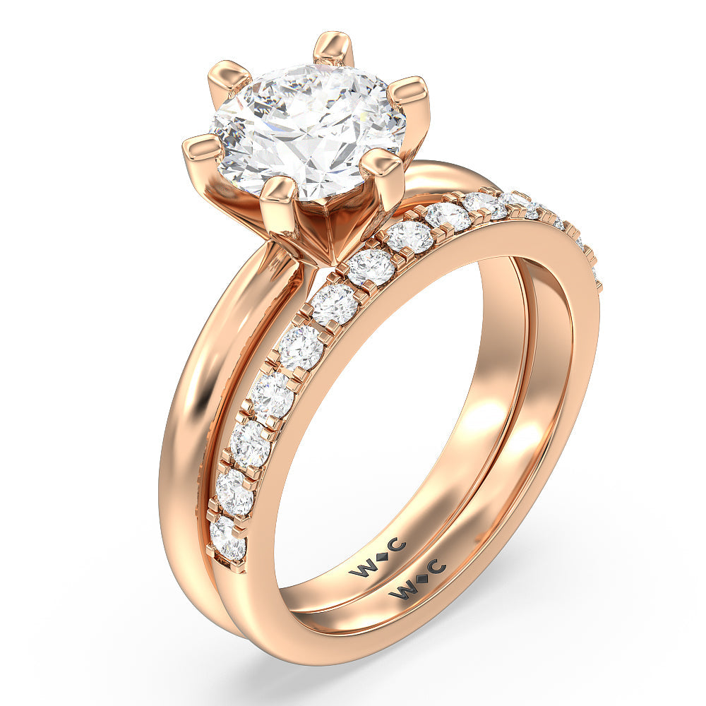 Round Cut Medi Classic Six Prong Solitaire Diamond Engagement Ring with Lab Grown Diamond in 14KT Rose Gold view 4
