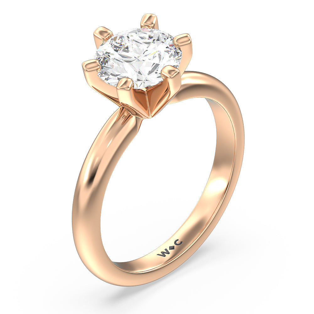 Round Cut Medi Classic Six Prong Solitaire Diamond Engagement Ring with Lab Grown Diamond in 14KT Rose Gold view 3
