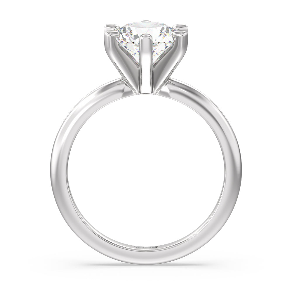 Round Cut Medi Classic Six Prong Solitaire Diamond Engagement Ring with Lab Grown Diamond in 14KT Platinum view 2
